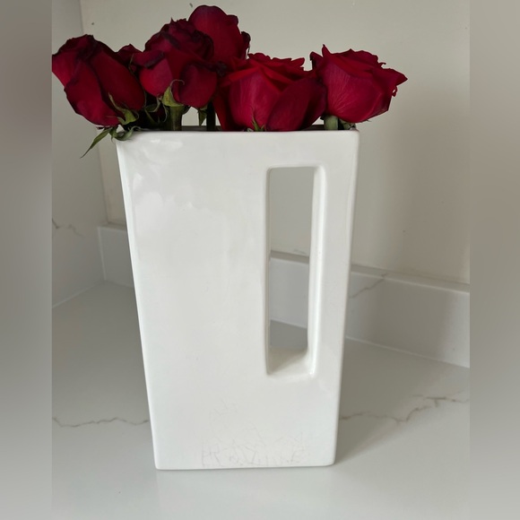 Source Unknown Other - Vintage rectangular White Ceramic Vase Modern